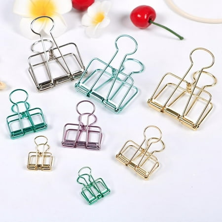 Topeakmart 9pcs Long Tail Hollow Out Binder Clips Paper Invoice Bill Clip Foldback School Office 3 Sizes (Best Old School Clips)