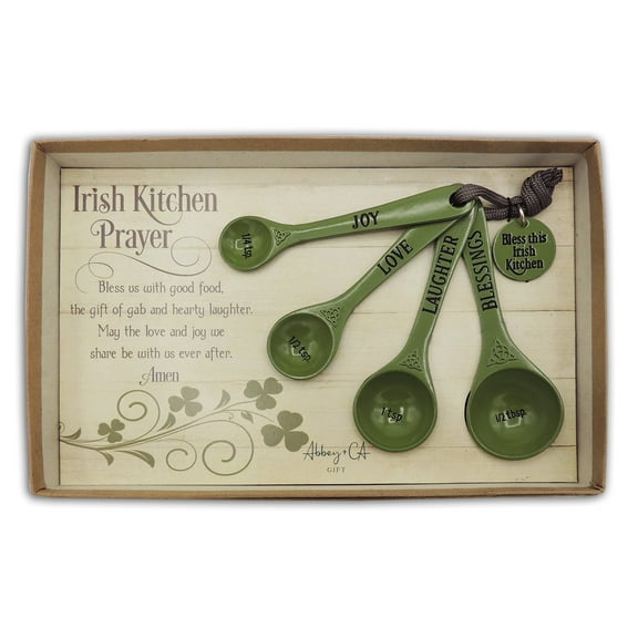 Abbey & CA Gift Green Irish Kitchen Measure Spoon Set Of 4