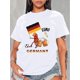 thumbnail image 1 of Germany Euro Football & Beer Celebration Print Women's Casual Fashion Round Neck Short Sleeve T-Shirt, 1 of 7