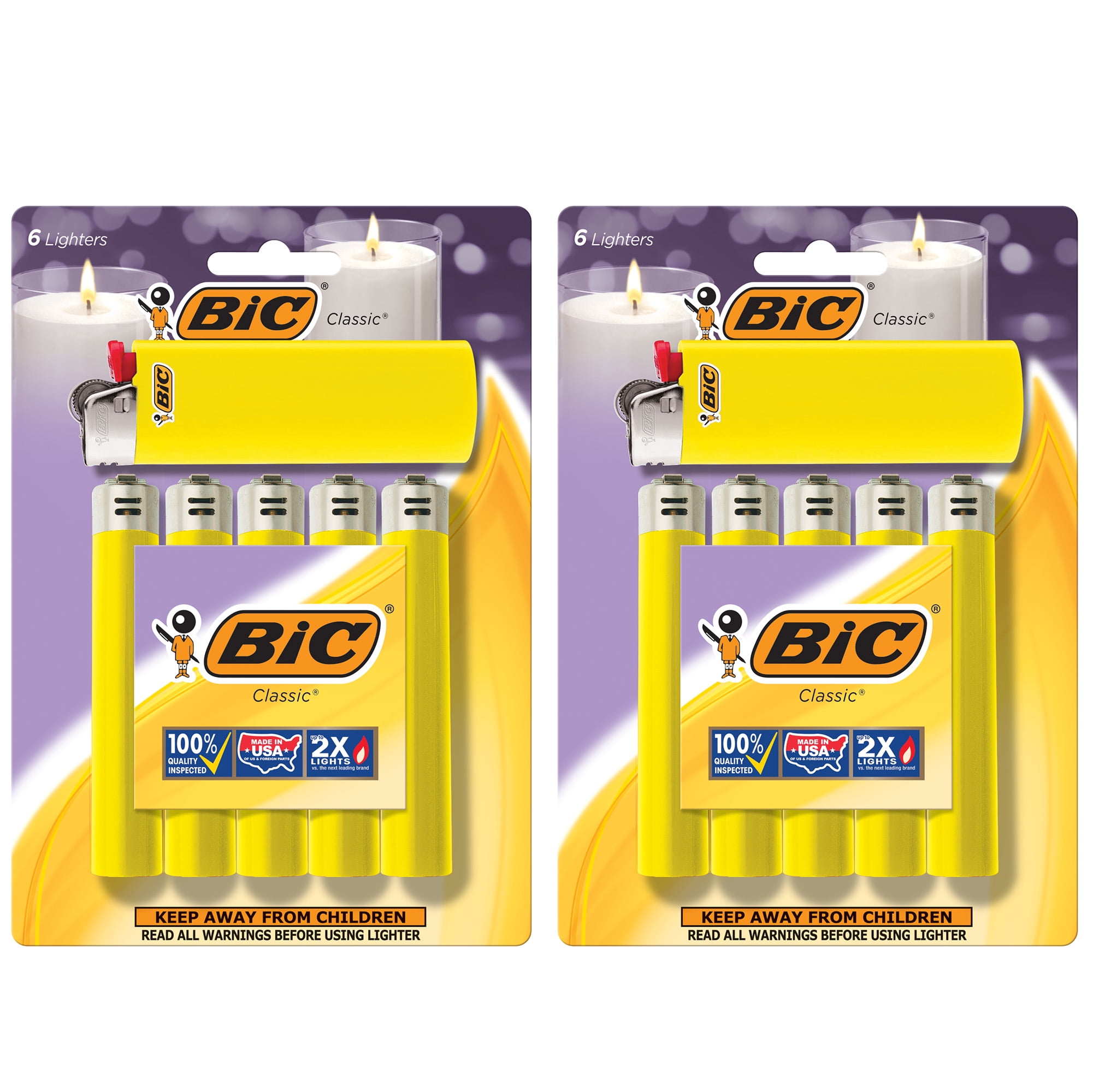 BIC Classic Lighter, Yellow, 12Pack (packaging may vary)