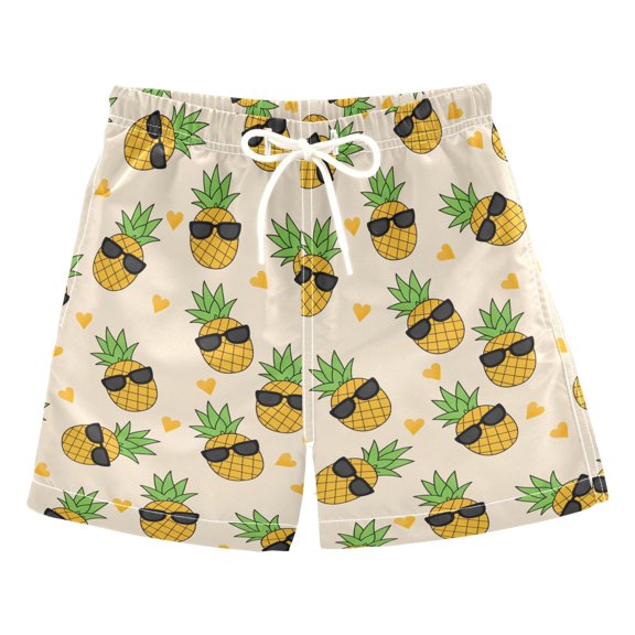 Pineapple Sunglasses Pattern Swim Trunks Quick Dry Beach Pool Board Shorts Lightweight Stylish Print Sizes 2T to XL
