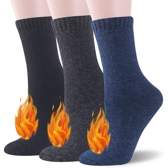 6 Pairs Men's Crew Thermal Crew Socks Winter Heavy Duty Warm Size:10-13