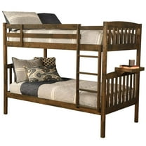 Bowery Hill Twin Wood Bunk Bed with Tray in Rustic Walnut Brown-Mattress Not Included