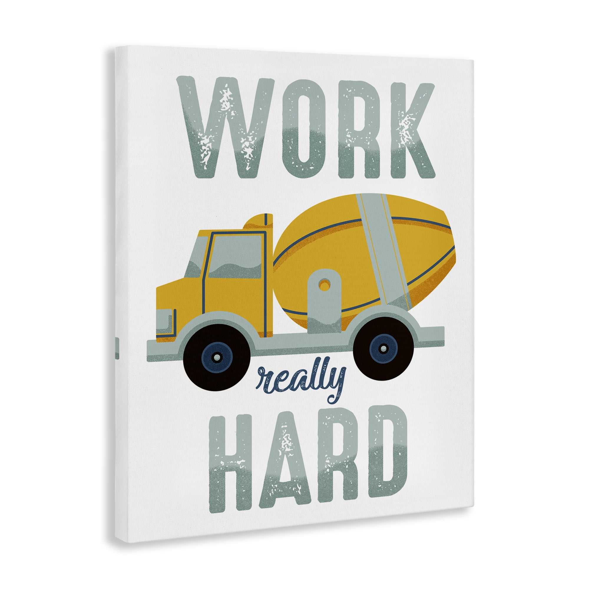 Stupell Industries Work Really Hard Phrase Transportation Painting Wrapped Canvas Art Print Wall Art, 24 x 30