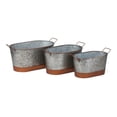 thumbnail image 1 of IMAX Z27852-3 Linette Galvanized Planters - Gray, Set of 3, 1 of 2