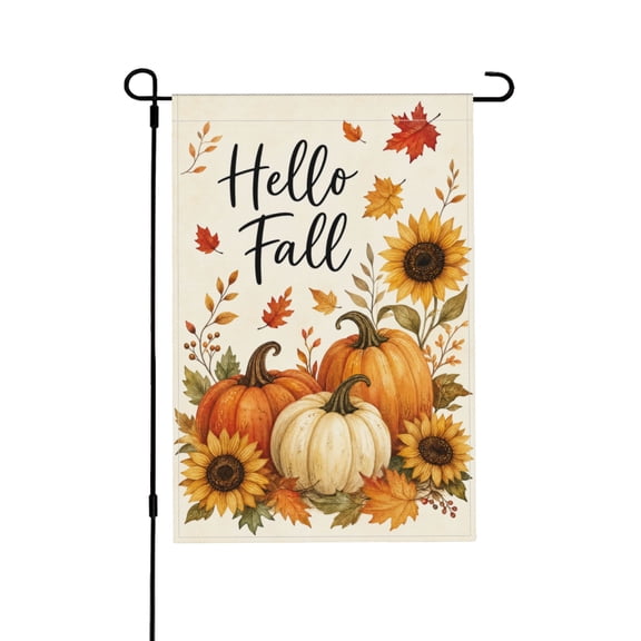 Garden Flag - "Hello Fall" Sunflower & Pumpkin Outdoor Decor 12"x18