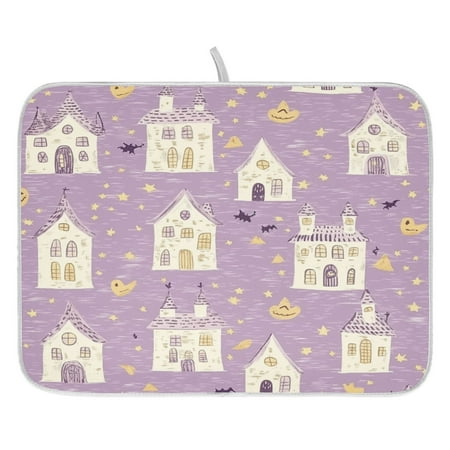 

Cute Pink House Dish Drying Mat for Kitchen Quick Drying Absorbent Soft Durable 18 x 24
