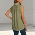 thumbnail image 5 of Chiffon Tank Tops for Women Summer V Neck Collared Button Up Loose Sleeveless Shirt Dressy Casual Work Blouse Vest Tops, 5 of 8