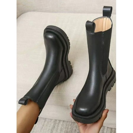 

ROASO Women s Chunky Sole Booties Black