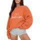 thumbnail image 1 of Gibobby Sudadera con forro polar Mujer Sudadera con capucha de manga larga con cuello redondo y estampado de amor para el día de San Valentín al libre para mujer 9 (Anaranjado, S), 1 of 4