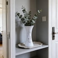 thumbnail image 4 of Small White Ceramic Vase With Embossed Floral Design For Tabletop Living Room Decor, 4 of 6