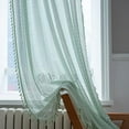thumbnail image 3 of Zhuge Farmhouse Cotton Crochet Lace Window Curtain Panel with Tassels Rod Pocket Semi Sheer Hollow Curtains for Bedroom Living Room, 1 Piece (Green,59"x87"), 3 of 5
