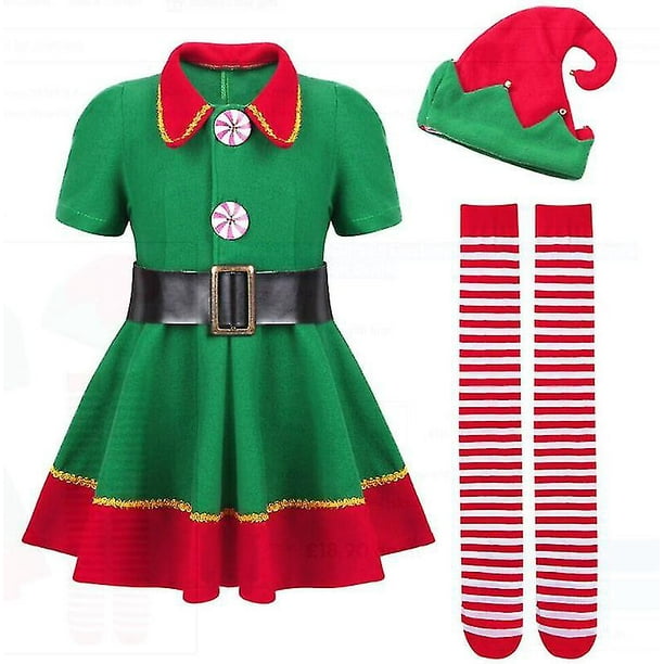 Disfraz de duende para mujer Disfraz de fiesta Navidad Santa Helper Traje de adulto Cmen160cm Walmart en linea