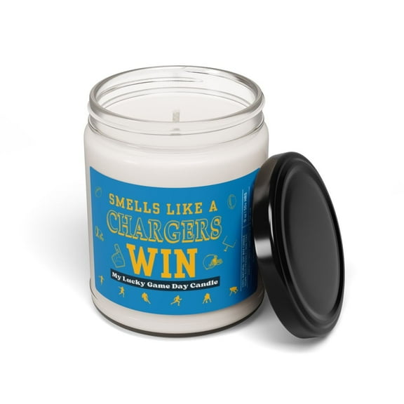 Smells like a LA Charger Win-Football Game day fun candle gift 9 Scented Soy Candle, 9oz-KFTLCW01-White-CC9
