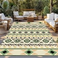 thumbnail image 2 of Beige Green Boho Outdoor Rug 3x5 Ft - Reversible Patio Rug Outdoor Camping Rugs, Vintage Ethnic Tribe Abstract Art Washable Indoor Outdoor Area Rugs, Non-Slip Outdoor Carpet Runner for Deck/Porch, 2 of 8
