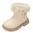 thumbnail image 3 of Quealent Girls Kids Snow Boots Waterproof Slip Resistant Outdoor Winter Shoes(Kids/Little Kids/Big Kids) Beige for Size 9.5, 3 of 8