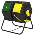 thumbnail image 1 of CoSoTower Rotating Composter, Dual Chamber Compost Bin with 24 Vents and Steel Legs, 34.5 Gallon, Yellow and Green, 1 of 7