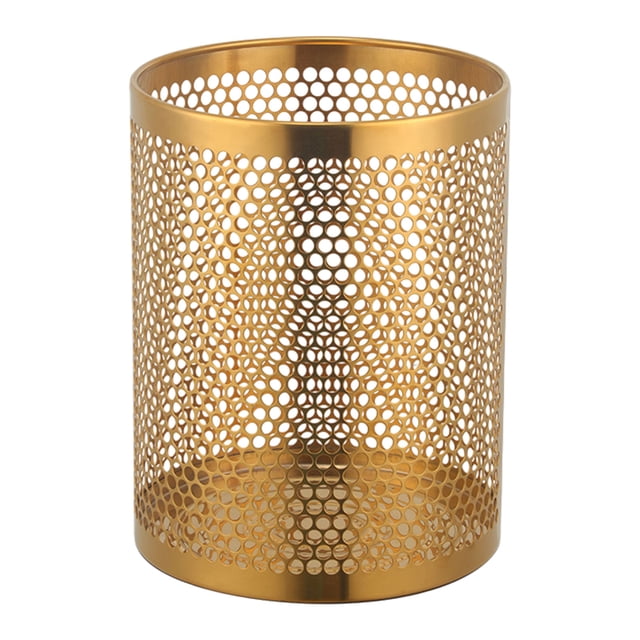 Toystoory El cubo de basura de metal dorado añade un toque de elegancia a la habitación. Bote de basura dorado de metal de gran capacidad. Suministros de limpieza para el hogar Oro