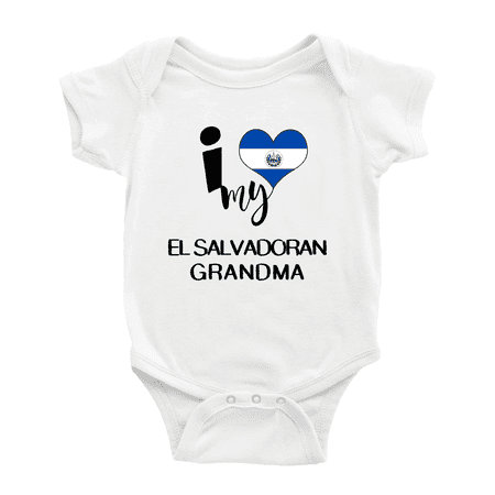 

I Heart My El Salvadoran Grandma El Salvador Love Flag Newborn Clothes Outfits (White 0-3 Months)