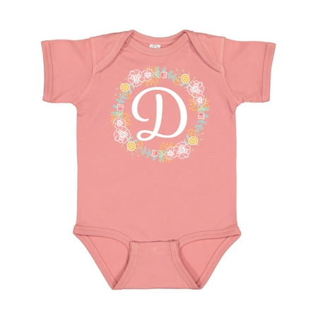 

Inktastic D Monogram Alphabet Letter Rose Floral Wreath Gift Baby Girl Bodysuit