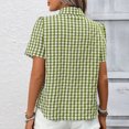 thumbnail image 6 of WXLWZYWL Womens Button down Shirts Plaid Short Sleeve Casual Shirts Collared V Neck Dressy Blouses, 6 of 6