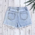 thumbnail image 6 of Yourumao Mini Jean Shorts for Girl 13-16Y Ripped Elastic Waist Denim Shorts Tassle Distressed Wash Slim Fit Shorts for Streetwear with Pocket, 6 of 8