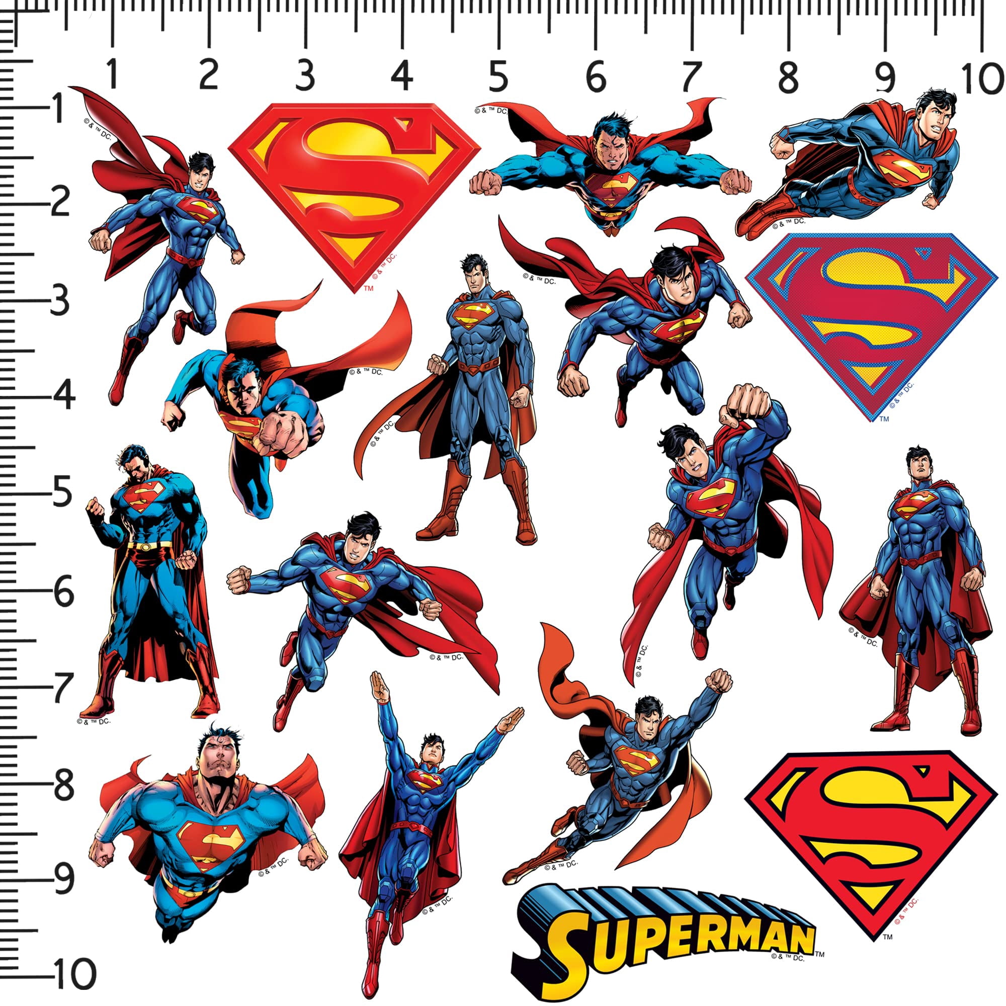 Superman Character Poses 100ct Die Cut Vinyl Stickers Variety Pack  DC Super Hero Action Decals for Laptop, Water Bottle, Scrapbooking, Tablet, Indoor & Outdoor Use
