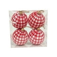 thumbnail image 3 of Vickerman 4" Red and White Plaid Cloth Ball Christmas Ornament, 4 pieces per box, 3 of 3