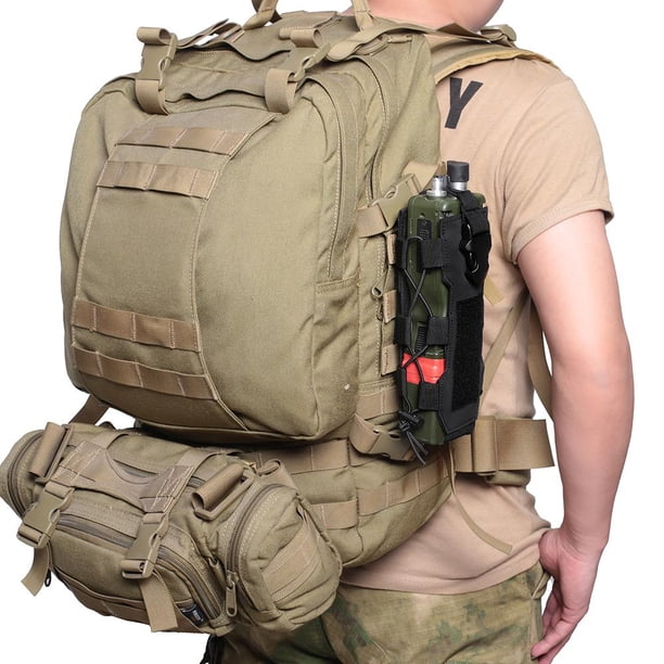 Termos para agua Bolsa para Molle, bolsa para viaje, camping, senderismo, soporte para hervidor de agua (negro)
