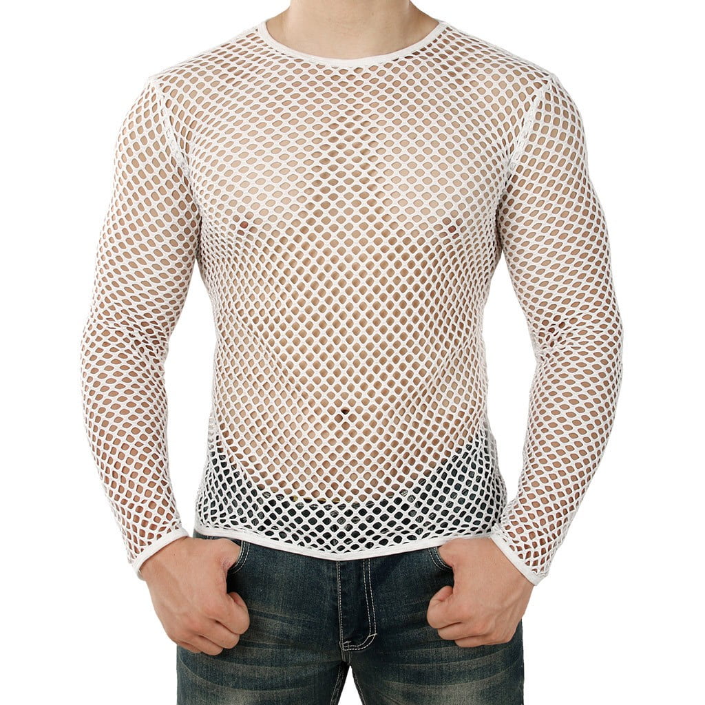 Muscle Fit Mesh Long Sleeve Printed T-shirt