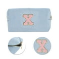 thumbnail image 4 of Ofertas Únicas 1 Pc Bolsa de Maquillaje Rectangular de Pana Letra X Azul Cielo, 4 of 5