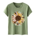 thumbnail image 3 of TYGHBN Womens Fashionable Sunflower Printed Round Neck Short Sleeved Sports Casual T Shirt Long Sleeved Shirts Womens Women Plain Long Sleeve Shirts Neck Tee Shirt Casual Shirts Women Loose Workout, 3 of 4