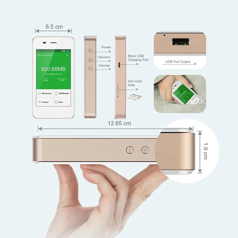 Travel Hotspot G2 Pro Portable Mobile Wireless Modem Mini 4G LTE Wifi Sharing SIM Card Router Touch Screen White