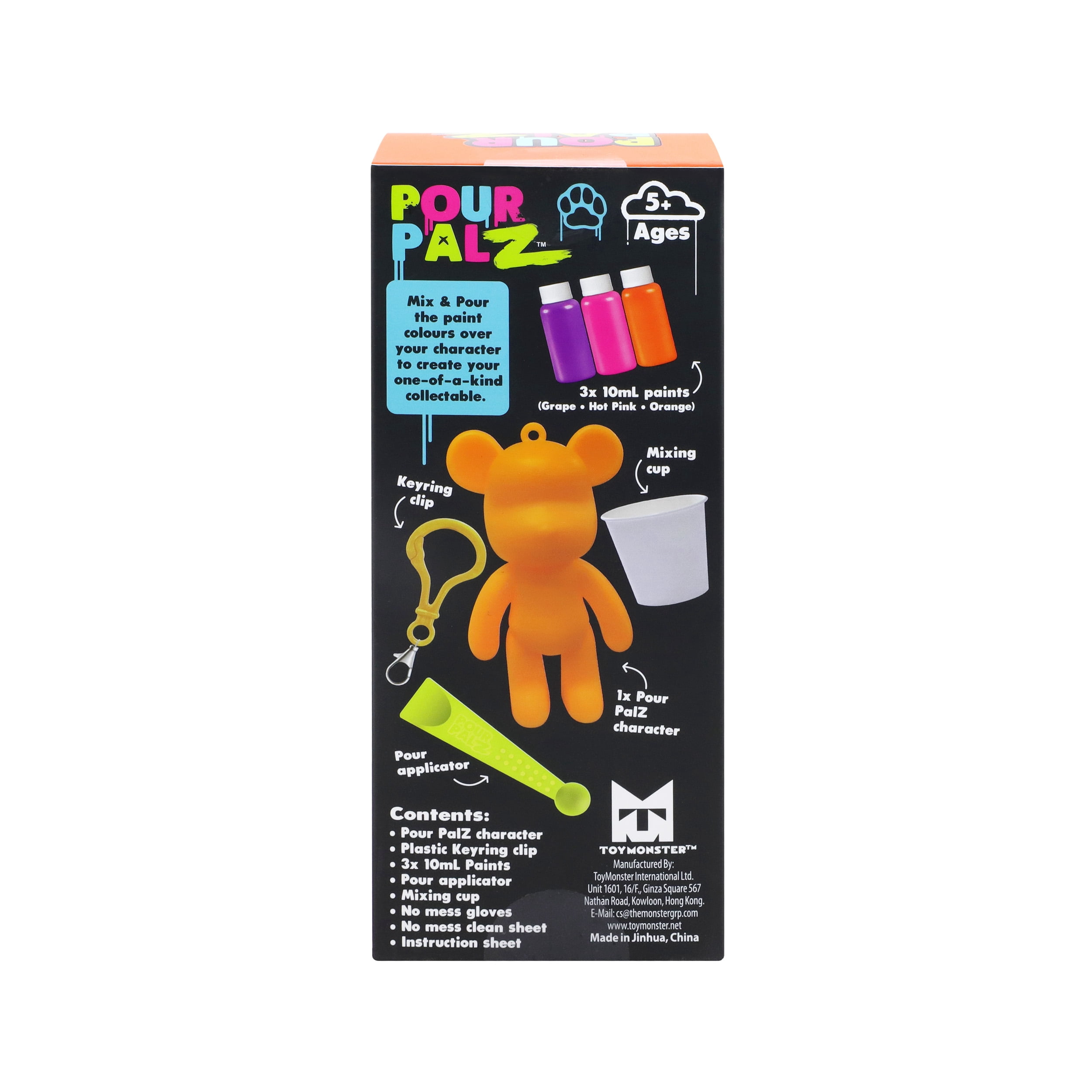 Pour Palz Bear Neon Keyring Asst - DIY Paint & Pour Craft Kit for Kids Ages 5+