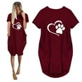 thumbnail image 1 of Meichang Robes d'Été pour Femmes Grande Taille Col Rond Manches Courtes Longueur Genou Robes Mignonnes Imprimé Patte de Chien Cœur Robes Midi Coupe Ample Robes de Vacances d'Été, 1 of 4