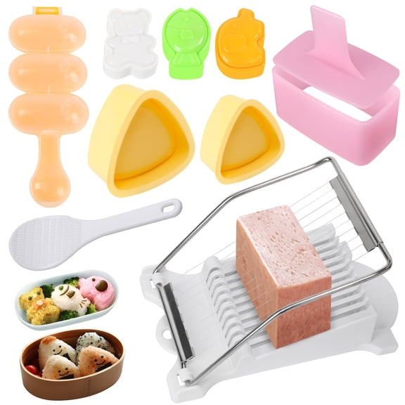 8Pcs Spam Musubi Maker Kit - Includes Rice Mold, Luncheon Meat Slice, Musubi Press, Onigiri Sushi Mold for Home & Restaurant DIY Sushi