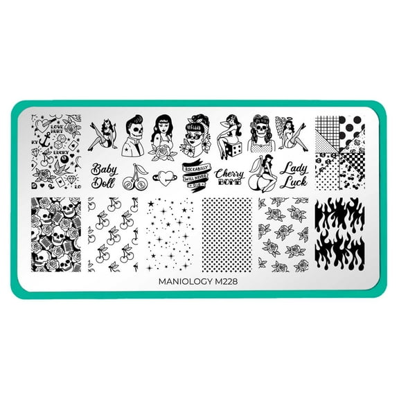 .Maniology Rockabilly (m228) Stainless Steel Nail Stamping Plate for Women