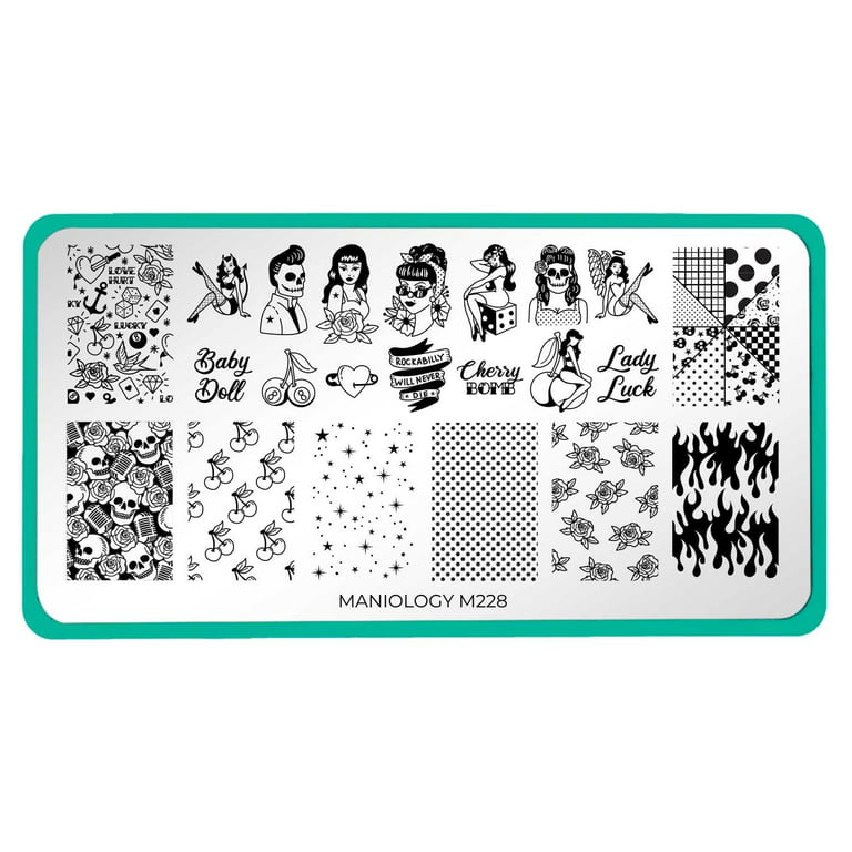 Maniology Rockabilly (m228) Stainless Steel Nail Stamping Plate for Women 