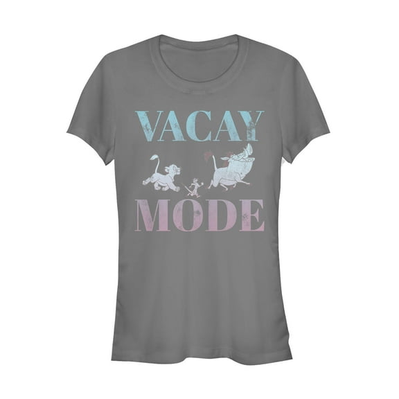 Junior's Lion King Distressed Vacay Mode Graphic Tee Charcoal Large