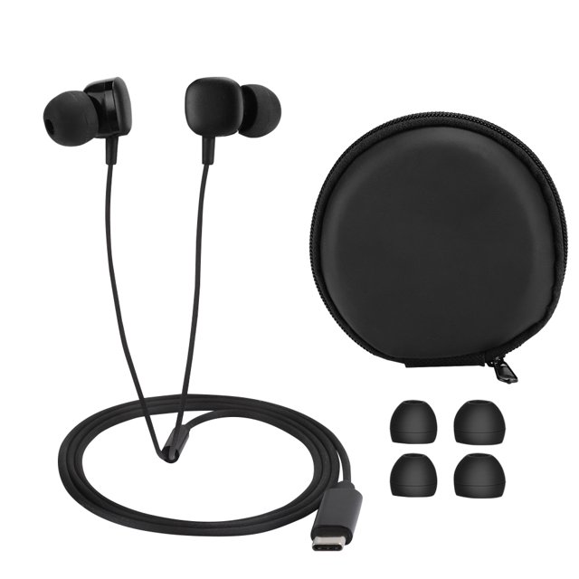 BK-T1415 Auriculares intrauditivos deportivos con cable estéreo digital tipo C negros para teléfono móvil