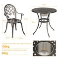 thumbnail image 3 of Juego de Mesa y 2 Sillas de Bistro Costway Aluminio Fundido Bronce, 3 of 8