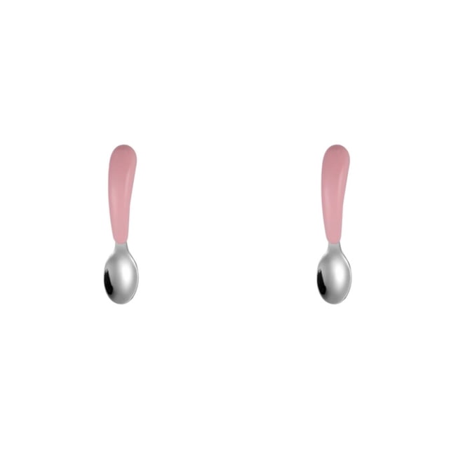 Advancent Vajilla para niños, cuchara, tenedor, forma de compartimento, diseño de cuenco para bebé, juego de cubiertos gruesos sin óxido, Rosa Cuchara 2piezas
