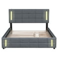 thumbnail image 4 of Harper & Bright Designs Queen Size Platform Bed with Trundle and 2 Drawers, Modern Linen Upholstery Bed Frame with LED Light Headboard, Gray, 4 of 18