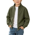 thumbnail image 3 of VIPOIN Kids Boys Girls Solid Color Zipper Stand Collar Coat Sports Large Size Casual Long Sleeve Corduroy Winter Jacket, 3 of 8