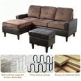 thumbnail image 5 of Aukfa 75" L-Shape Sofa Couch with 2 Ottomans, 3-Piece Sofa Living Room Sofa Set, Leather, Brown, 5 of 7