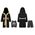 thumbnail image 5 of iiniim Kids Boys Boxing Metallic Satin Robe Open Front Hooded Grown Cloak with Belt and Boxer Shorts B1 8, 5 of 7