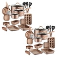 thumbnail image 1 of NutriChef Batterie de Cuisine Antiadhésive de 20 Pcs, Casseroles et Poêles, Bronze (Lot de 2), 1 of 10