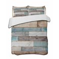 thumbnail image 2 of Teal Brown Farmhouse Twin XL Size Down Alternative Comforter, Lightweight Comforter Quilt Bedding Set with Pillow Shams Vintage Retro Wooden All Seasons Bed Comforter Duvet Insert 68"x98", 2 of 7