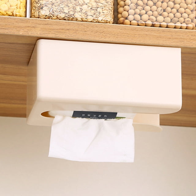 Caja de pañuelos de pared Servilleteros Estuche para toallas de papel autoadhesivo (Beige)