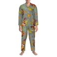 thumbnail image 3 of Picia Gnomes With Pumpkins Pattern Men’s Long-Sleeve Sleepwear Set - Soft 2-Piece Loungewear with Pockets, Comfy PJs for Relaxing Nights-Medium, 3 of 7